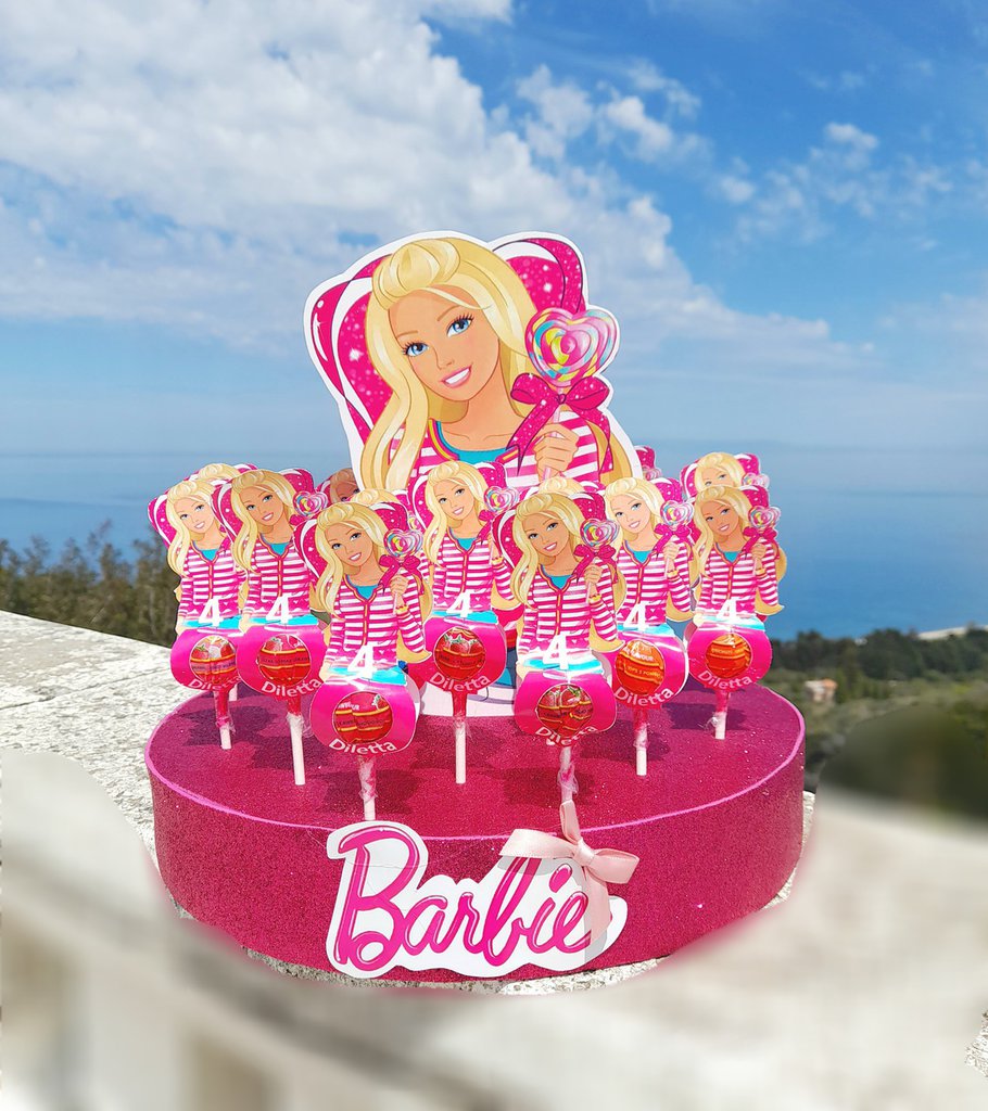 Torta Scenografica Glitter Chupa Chups Barbie Festa Personalizzata Su Misshobby 