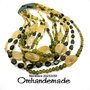 20232150 collana beige verde militare verde oliva verde scuro collana lunga multifilo stratificata, collana 8 fili  bijoux by Omhandemade