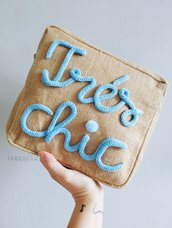 Pochette juta decorazione in tricotin Très Chic